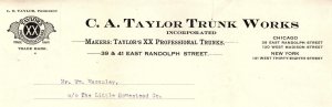 1910 C.A. TAYLOR TRUNK WORKS XX PROFESSIONAL TRUNKS CHICAGO IL BILLHEAD Z4247