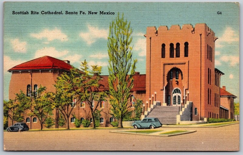 Vtg Santa Fe New Mexico NM Scottish Rite Cathedral 1940s Linen View Postcard