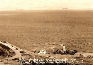 1930s POINT LOMA CALIFORNIA US LIGHTHOUSE CORONADO MEXICO RPPC POSTCARD P1291