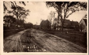 RPPC View of Main Street, Burnham ME Dirt Road Vintage Postcard R51