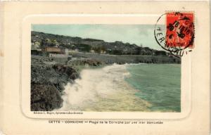 CPA CETTE - Corniche - Plage de la Corniche par une mer démontée (511135)