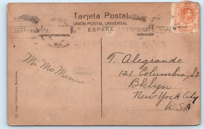 Barcelona - Monumento de Colon a vista de pajaro SPAIN Postcard