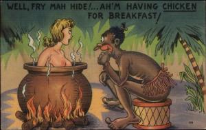 Native Black African Man Cooks Nude White Woman in Pot Cannibal Comic PC