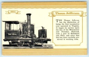 BALTIMORE & OHIO RAILROAD Centenary Pageant THOMAS JEFFERSON Locomotive Postcard