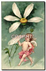 Old Postcard Fancy Flower Angel