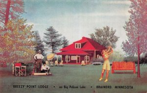 Brainerd Minnesota Breezy Point Lodge Golfing Vintage Postcard AA110978