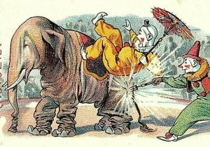 C H L Gartmann's Chocolade Victorian Trade Card Germany Circus Elephant Clowns 