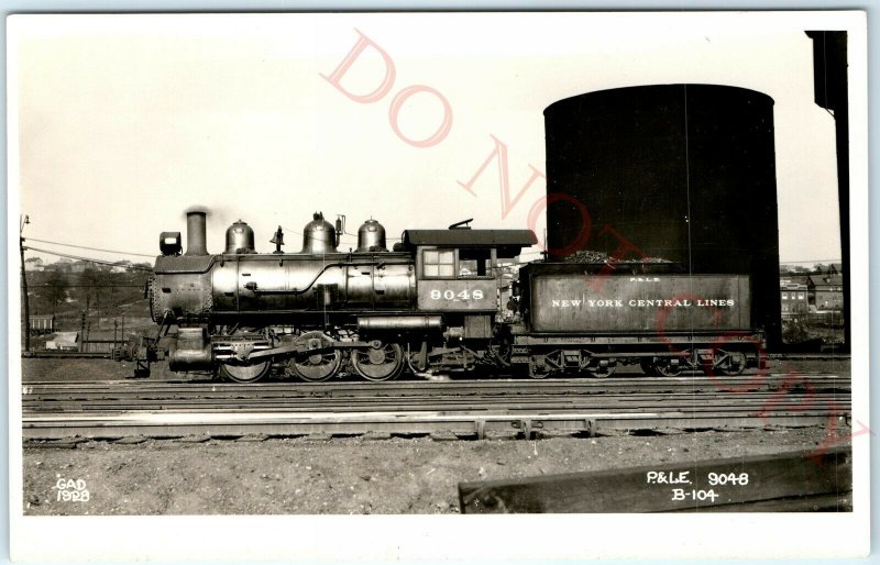 1928 P&LE 9048 Locomotive RPPC Real Photo Pennsylvania Lake Erie NYC Railway A49