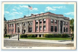 1927 Exterior View Public Library Building Council Bluffs Iowa Vintage Postcard