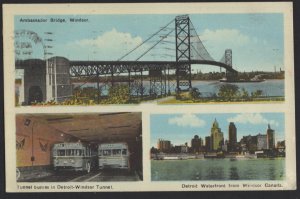 Ontario WINDSOR Ambassador Bridge, Tunnel, Waterfront pm1946 ~ WB PECO