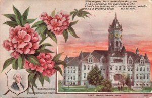 Circa 1908 State Capitol Olympia Washington Rhododendron Flower 10C1-102