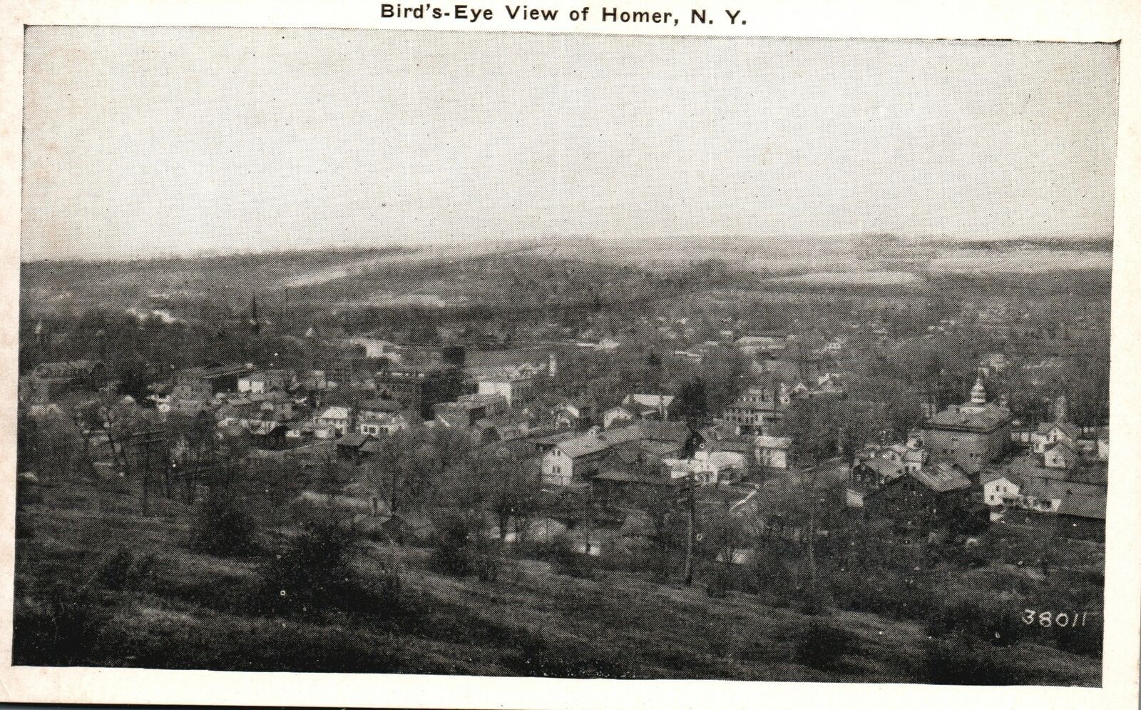 Vintage Postcard 1920's Bird's Eye View Homer Village Cortland County