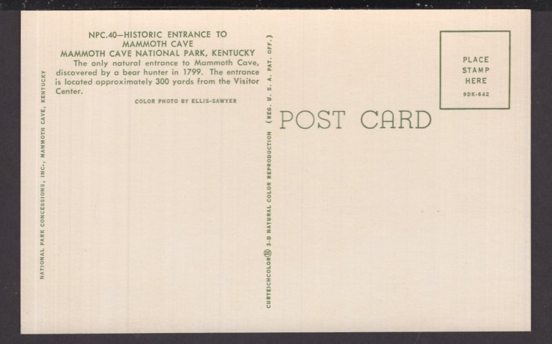 Kentucky - Historic Entrance to Mammoth Cave National Park - Chrome