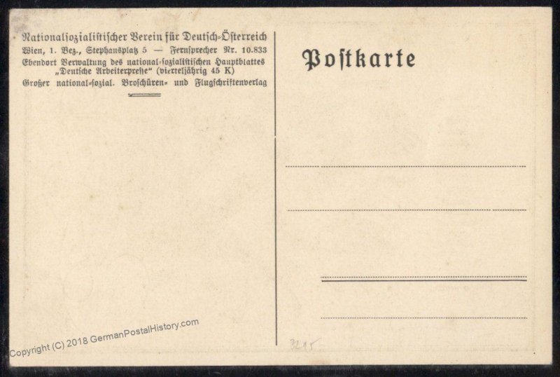 Austria NSDAP 1921! Nazi Party Deutsch-Oesterreich Propaganda Card 93823