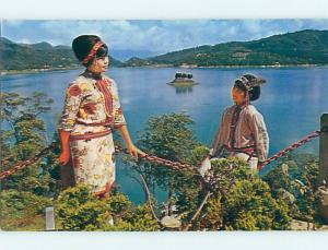 1967 Aboriginal Girls In Costume At Sun-Moon Lake Sent From Taipei China Q7456