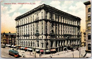 Indianapolis Indiana IND, 1907 Claypool Hotel Building, Corner Highway, Postcard