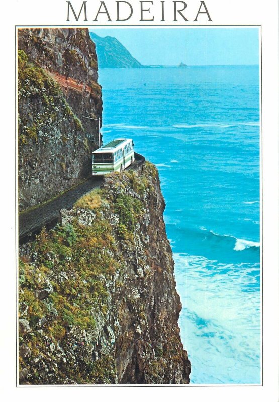 Portugal Postcard Madeira S Vicente Porto do Moniz narrow mountain road bus
