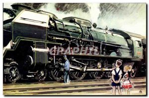 Postcard Old Train Locomotive Steam Type 241 P