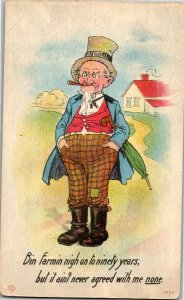 Comic, Been Farming 90 Years, It Never Agreed With Me Vintage Postcard E01