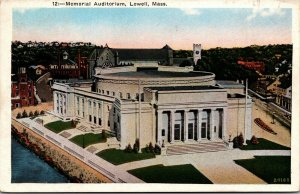 Vtg Lowell Massachusetts MA Memorial Auditorium 1920s White Border Postcard