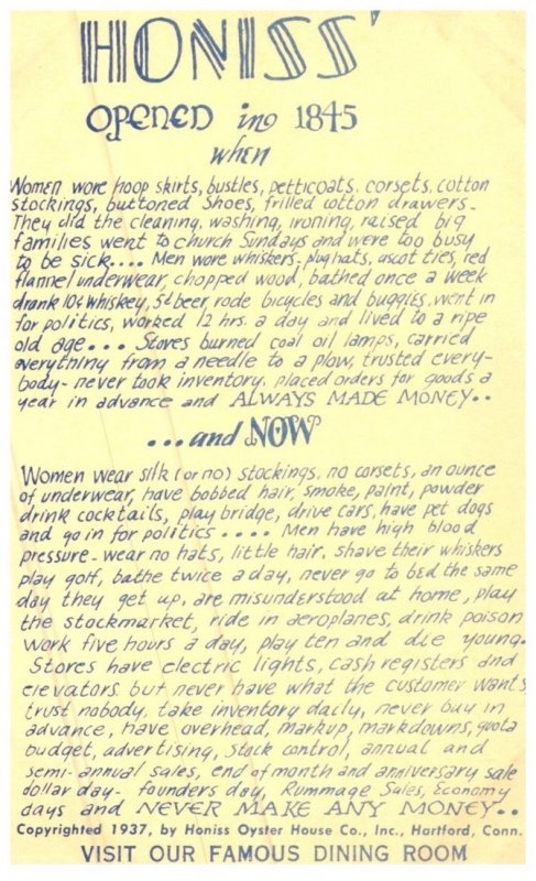 Connecticut   Hartford  ,  Honiss Oyster House