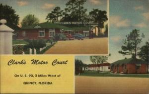 Quincy FL Clark's Motor Court US 90 Linen Postcard