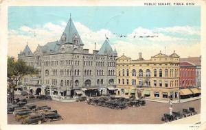Piqua Ohio 1931 Postcard Public Square Cars Court House Stores