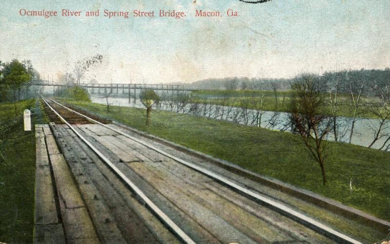 GA - Macon. Ocmulgee River and Spring Street Bridge