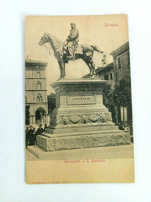 Vintage Postcard Monumento a G. Garibaldi on Horse Monument Bologna Italy