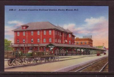 North Carolina colour Atlantic Coastline RR Station Rocky Mount, unused