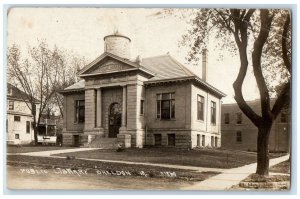 c1930's Public Library Building Sheldon Iowa IA RPPC Photo Vintage Postcard