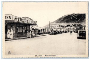 c1950's Brasserie Du Souss Main Street Agadir Morocco Vintage Postcard