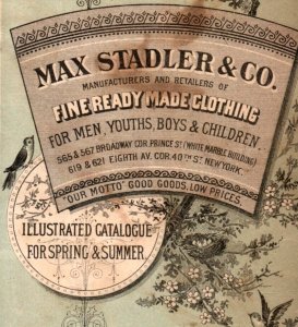 1880s Max Stadler Fine Clothing Birds Nests Tree P159