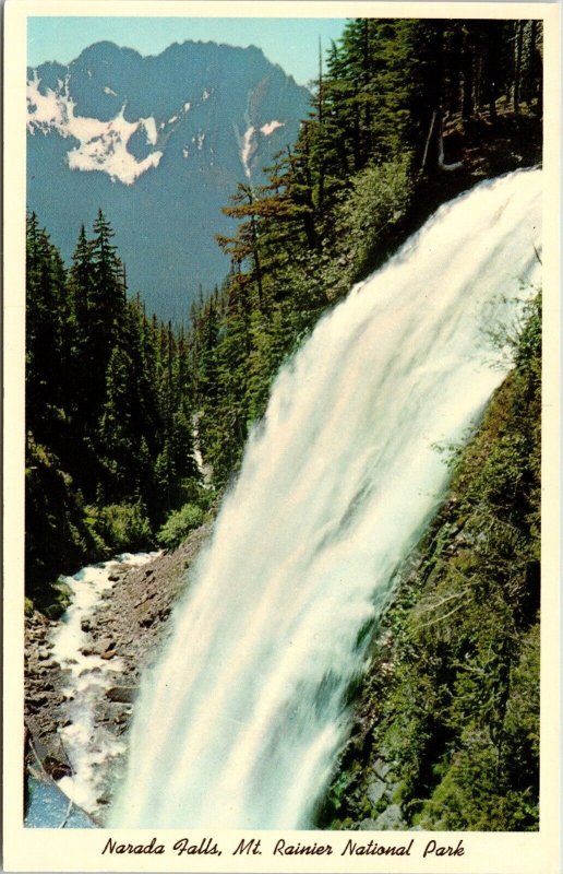 Narada Falls Mount Rainer National Park Washington Scenic Chrome Postcard 