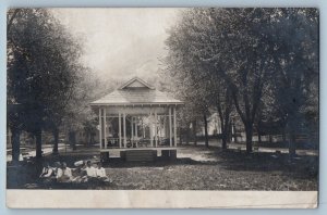 Rushford Minnesota MN Postcard RPPC Photo Pavilion People Scene 1907 Antique