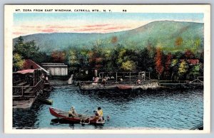 Mt Zora From Silver Lake, East Windham, Catskill Mts. NY Tichnor Postcard, NOS