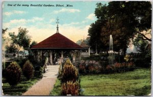 One Of The Many Beautiful Gardens Biloxi Mississippi Landscape Fountain Postcard