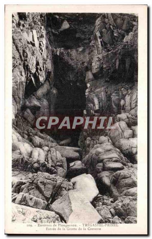 Old Postcard Around Plougasnou Primel Tregastel Entrance of the Cave Crrevasse