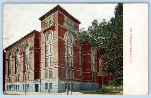 1910's CITY COLLEGE RED BRICK BUILDING BALTIMORE MARYLAND*MD*S FULD POSTCARD