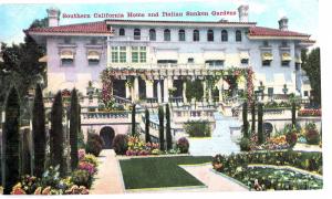 Postcard Southern Ca home And Italian Sunken Gardens