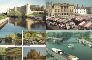 Newark On Trent Nottingham River Ships Market 4x Postcard s