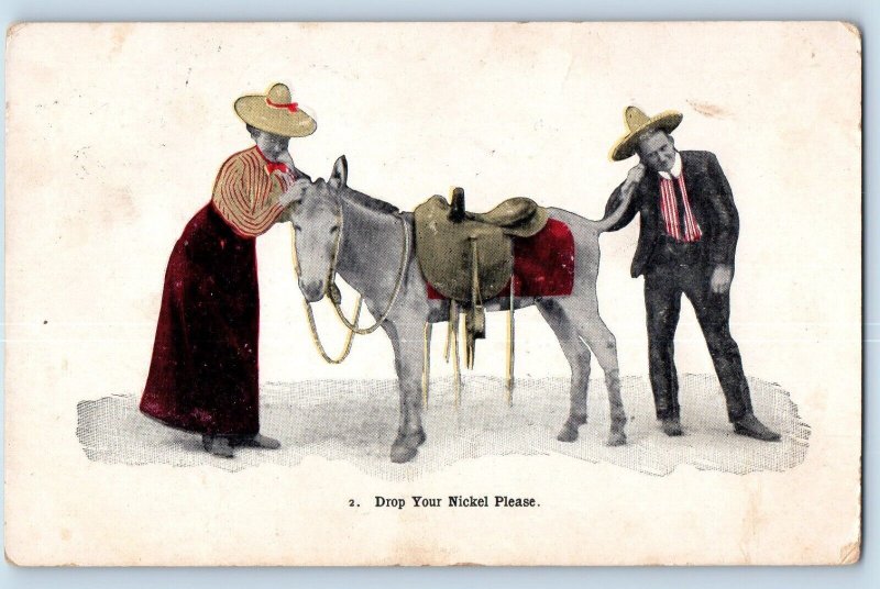 DPO Garden City South Dakota ND Postcard Humor Drop Your Nickel Please 1909