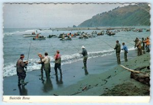 SUICIDE ROW, Mouth of Klamath River CA ~ SALMON FISHING 1975 ~  4x6 Postcard