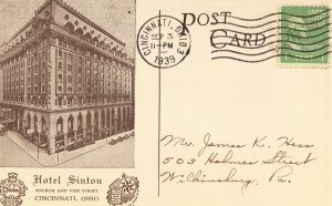 Hotel Sinton - Cincinnati, Ohio Vintage Postcard