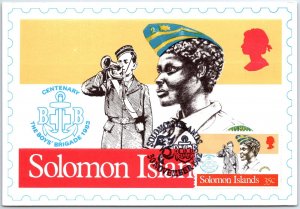 VINTAGE CONTINENTAL SIZE POSTCARD SOLOMON ISLANDS CENTENARY OF THE BOY'S BRIGADE