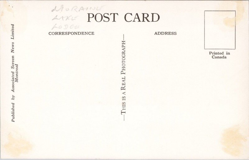Moraine Lake Lodge Banff Alberta AB Alta Unused RPPC Postcard H44