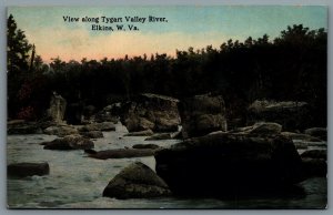 Postcard Elkins WV c1910s View Along Tygart Valley River Randolph County
