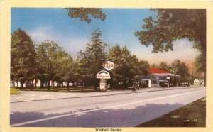 Port Jervis New York 1940s Westfall Garden Esso Gas Station Postcard 24-8214