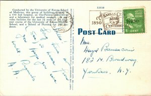 University of Kansas City Hospital 39th & Rainbow Blvd., c1943 Linen Postcard