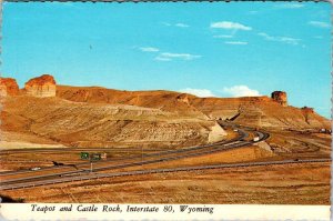 WY, Wyoming  TEAPOT & CASTLE ROCK  Interstate 80 Rock Formations    4X6 Postcard